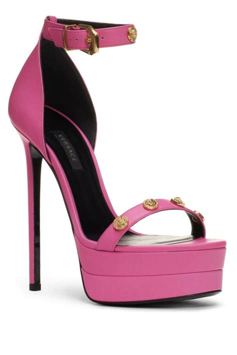 versace hot pink sandals|Versace pink platform heels.